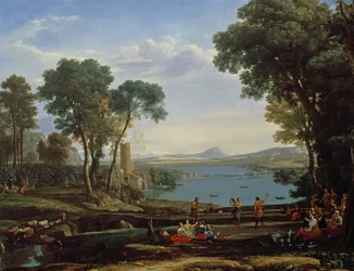 Landschap met het huwelijk van Isaac en Rebekka (De Molen) 1648